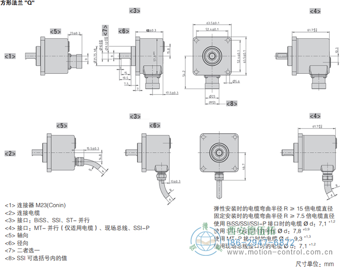 AC58-CC-Link光電絕對值通用編碼器外形及安裝尺寸(方形法蘭Q) - 西安德伍拓自動化傳動系統(tǒng)有限公司 AC58-CC-Link光電絕對值通用編碼器外形及安裝尺寸(方形法蘭Q) - 西安德伍拓自動化傳動系統(tǒng)有限公司